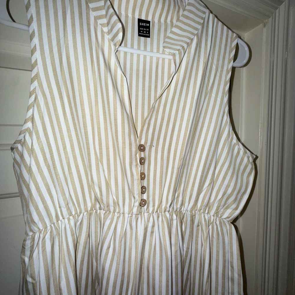 SHEIN Tan and White Striped Top